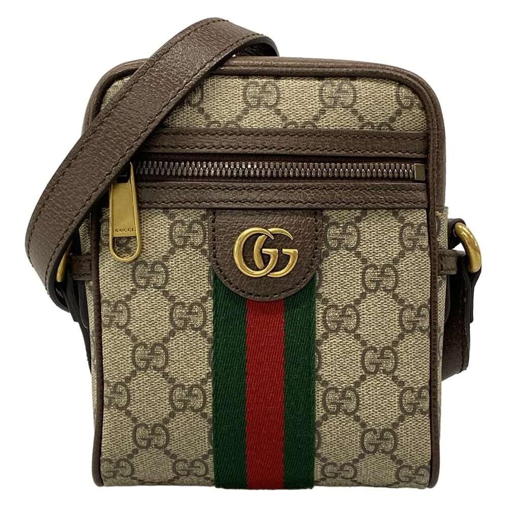 Gucci Ophidia Mini Messenger Bag Shoulder Bag 598127 Beige Ebony Dark Brown PVC